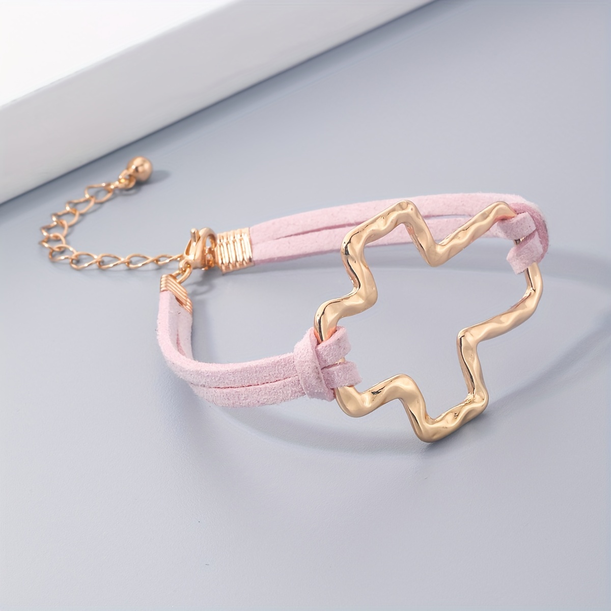 Golden Hollow Cross Rope Bracelet - Bohemian Style 18K Plated
